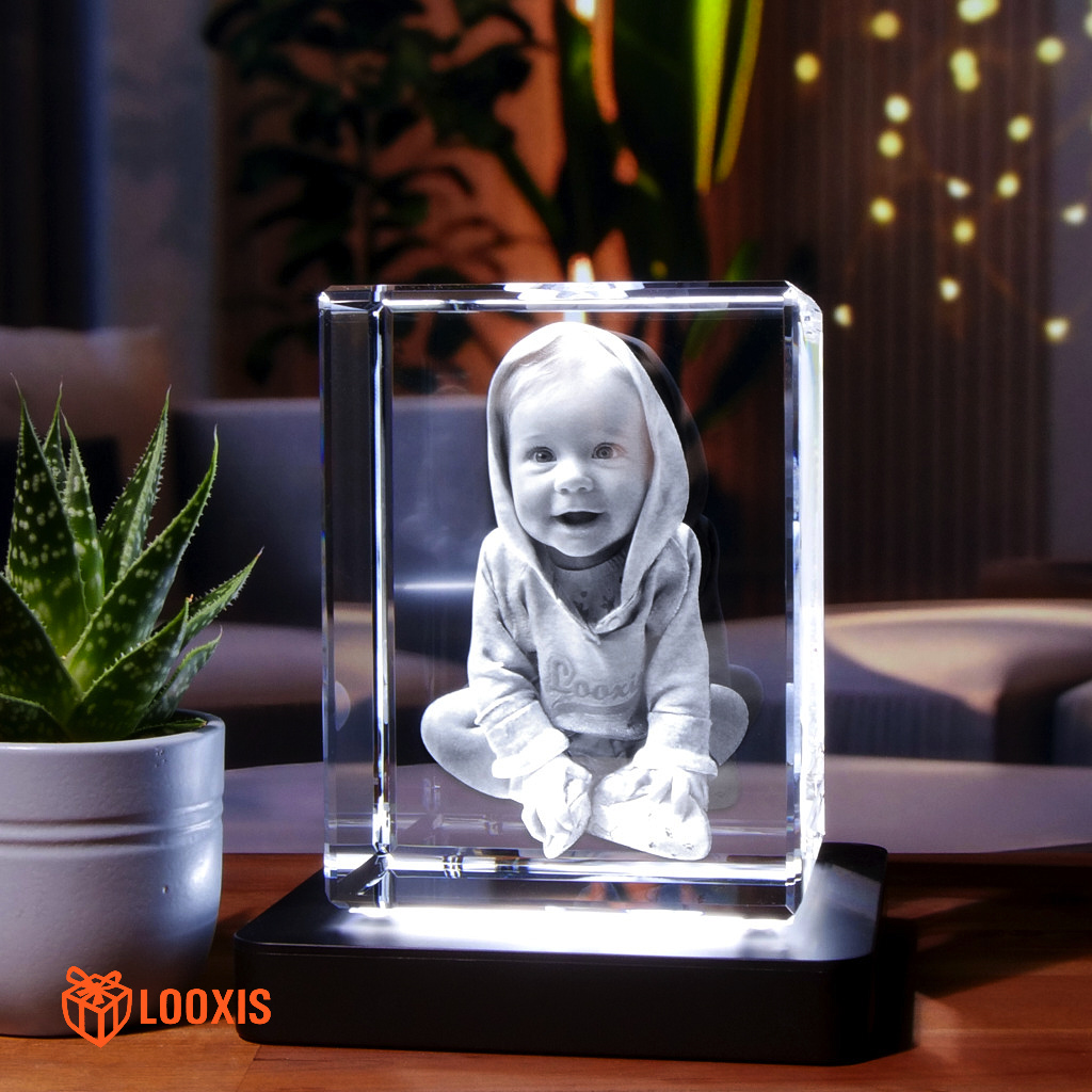 3D-Glasstein AURA BOLD XL, hochformatig